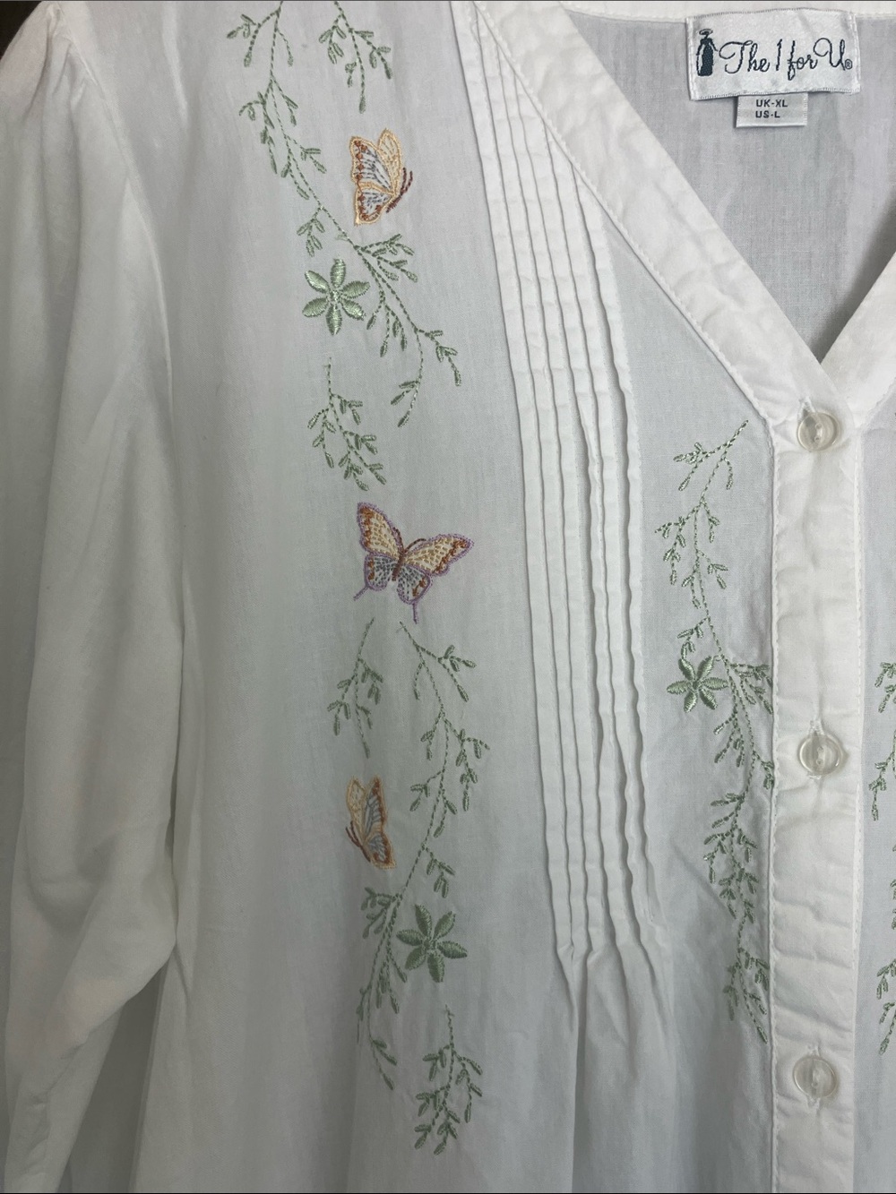 THE 1 For U White Embroidered "Kate" Victorian Long Cotton Nightgown L US NWOT - Picture 3 of 11